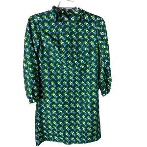 1960s vintage mod Green Printed Mini Dress